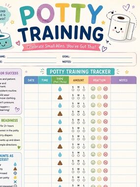 Potty Training Tracker Poster - Colorful Child Reward Chart